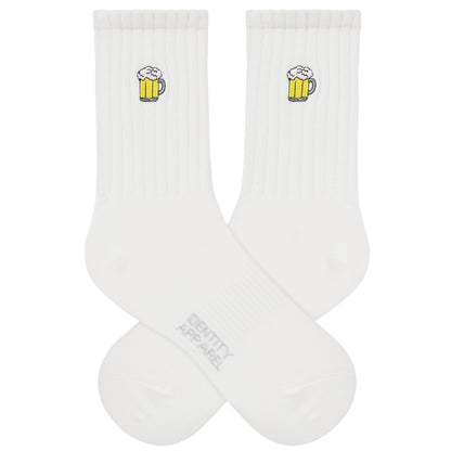 Basic Crew Socks with Beer Stein Embroidery