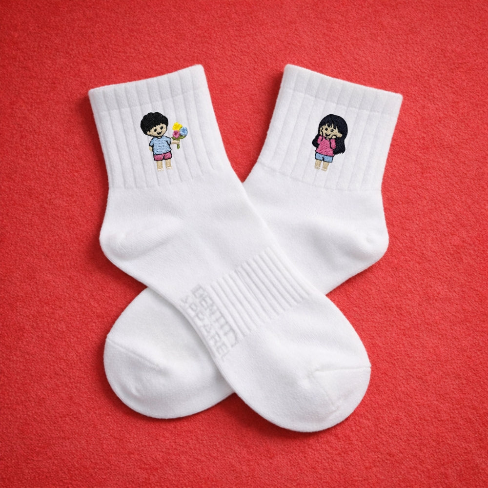 Valentine's Day Special Embroidered Premium Cotton Socks | Kilig Season Collection
