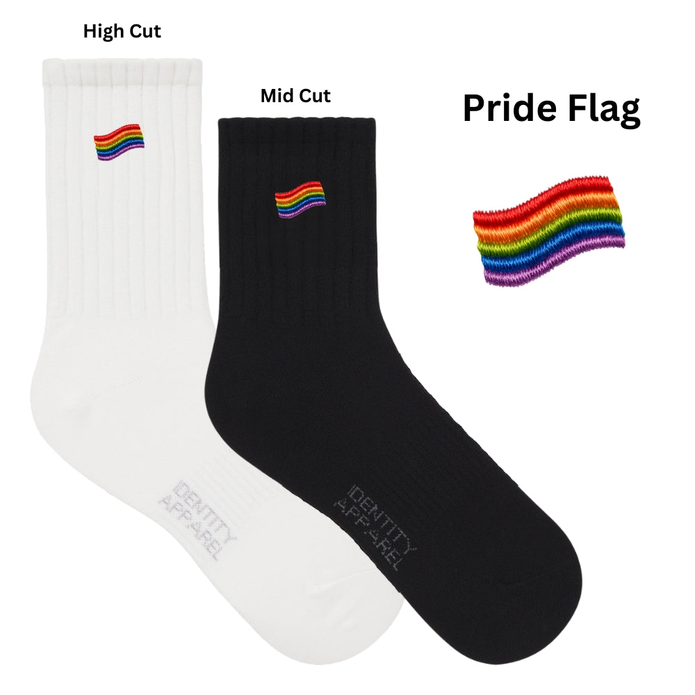 Love Wins Collection Pride Theme Embroidered Basic Cotton Socks with Arch Support