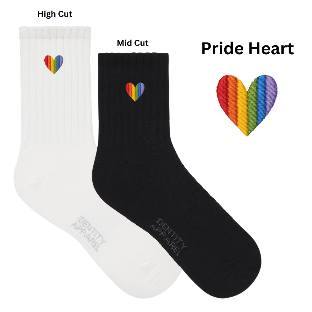 Love Wins Collection Pride Theme Embroidered Basic Cotton Socks with Arch Support