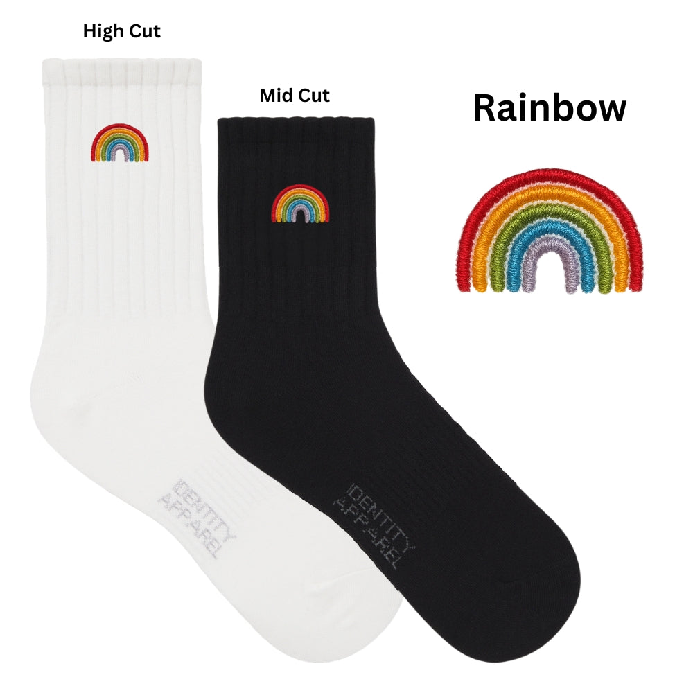 Love Wins Collection Pride Theme Embroidered Basic Cotton Socks with Arch Support