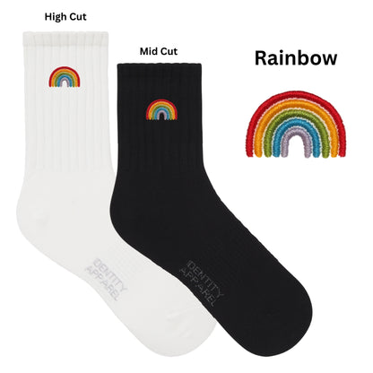 Love Wins Collection Pride Theme Embroidered Basic Cotton Socks with Arch Support