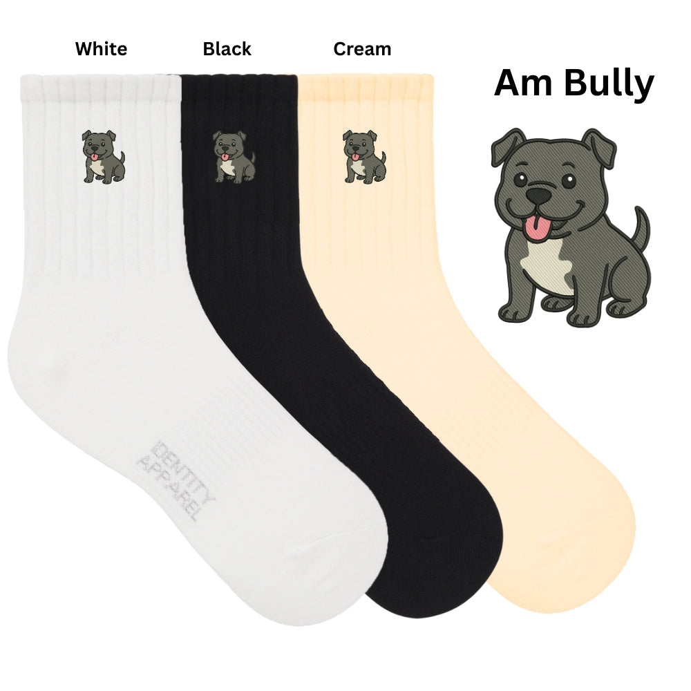 Pup Culture 2 Collection Dog Embroidered Basic Cotton Socks with Arch Support