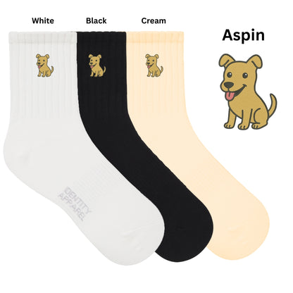 Pup Culture 2 Collection Dog Embroidered Basic Cotton Socks with Arch Support