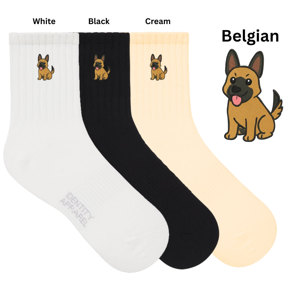Pup Culture 2 Collection Dog Embroidered Basic Cotton Socks with Arch Support