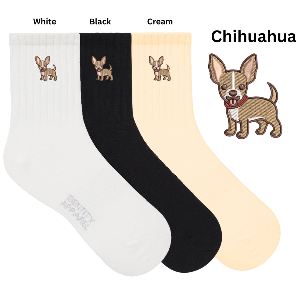 Pup Culture 2 Collection Dog Embroidered Basic Cotton Socks with Arch Support
