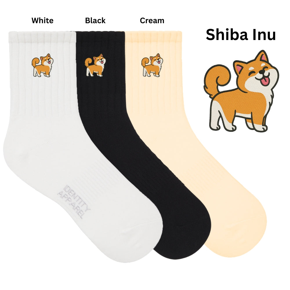 Pup Culture 2 Collection Dog Embroidered Basic Cotton Socks with Arch Support