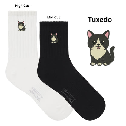 Purrfect Pair Cats Embroidered Basic Cotton Socks with Arch Support
