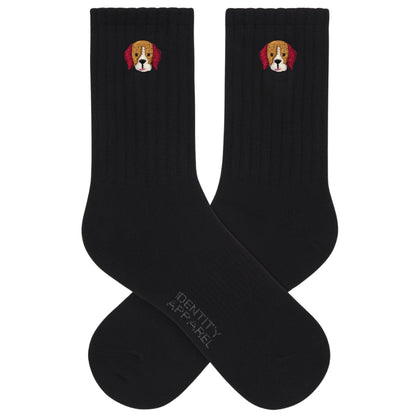 Basic Crew Socks with Beagle Embroidery