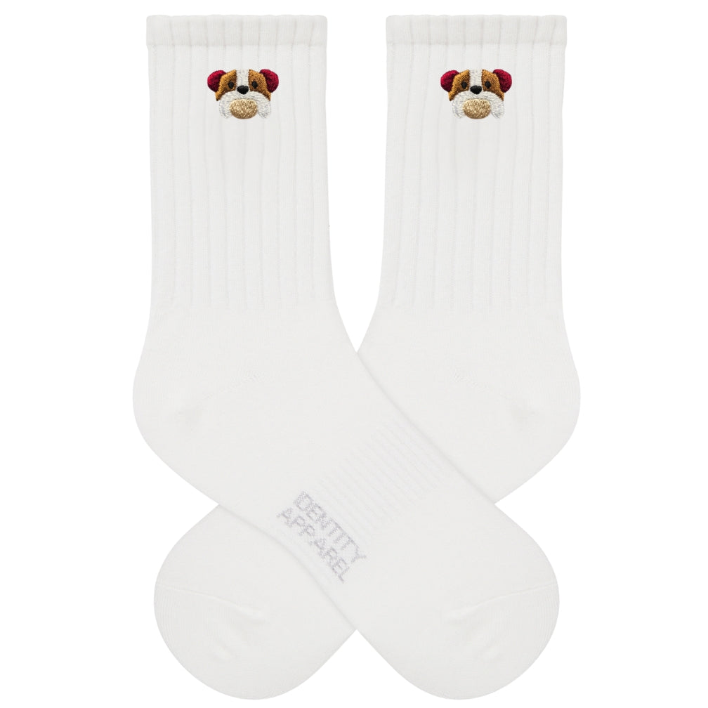 Basic Crew Socks with Bulldog Embroidery