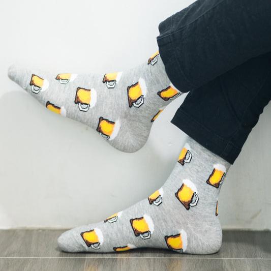 Beer Stein Printed Crew Length Socks