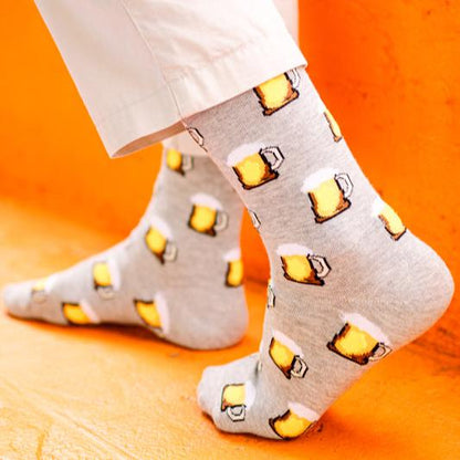 Beer Stein Printed Crew Length Socks