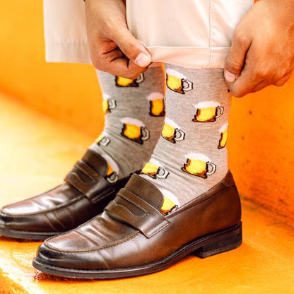 Beer Stein Printed Crew Length Socks