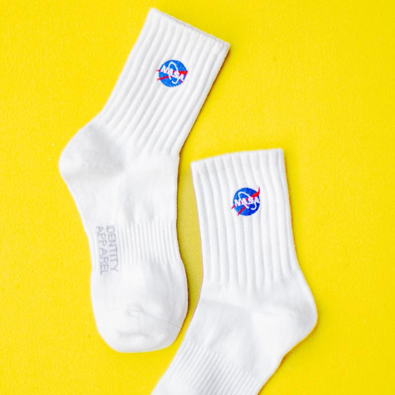 Basic Crew Socks with NASA Embroidery