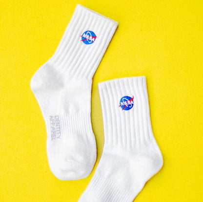 Basic Crew Socks with NASA Embroidery