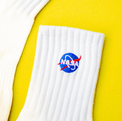 Basic Crew Socks with NASA Embroidery