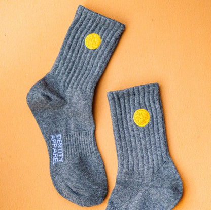Basic Crew Socks with Sun Embroidery