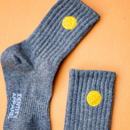 Basic Crew Socks with Sun Embroidery