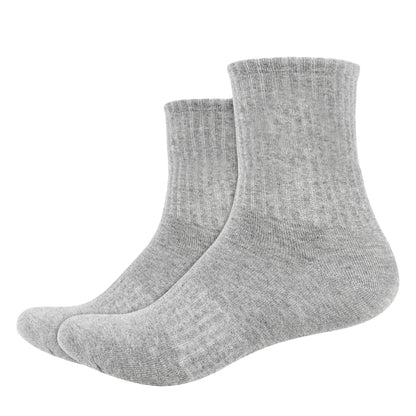 Basic Mid Cut Quarter Length Cotton Socks w/ Ribbed Leg and Foot Arch Support