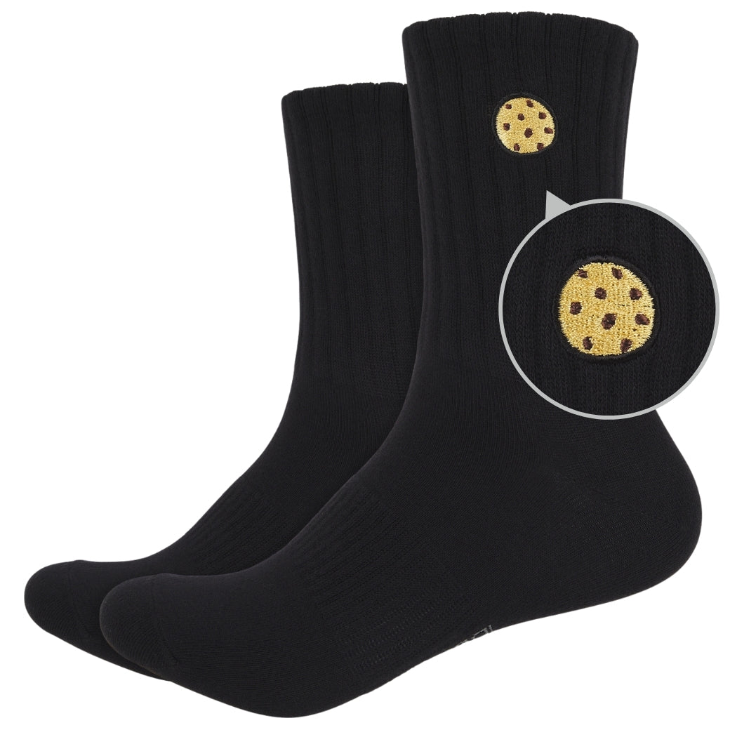 Basic Crew Socks with Cookie Embroidery