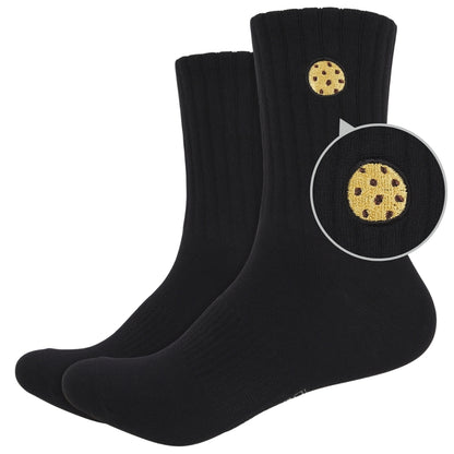 Basic Crew Socks with Cookie Embroidery