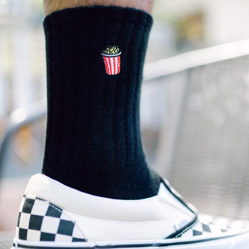 Basic Crew Socks with Popcorn Embroidery