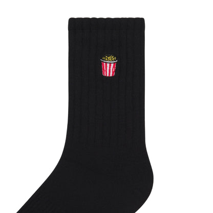 Basic Crew Socks with Popcorn Embroidery