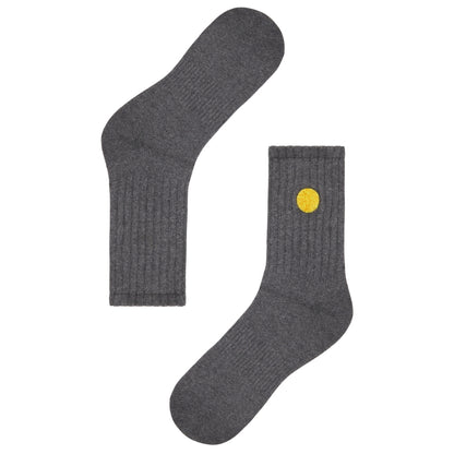 Basic Crew Socks with Sun Embroidery
