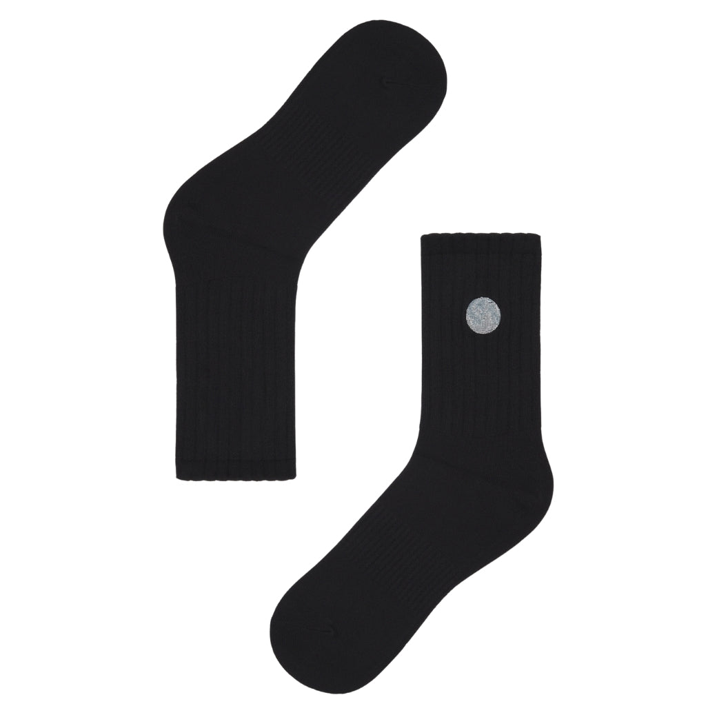 Basic Crew Socks with Moon Embroidery