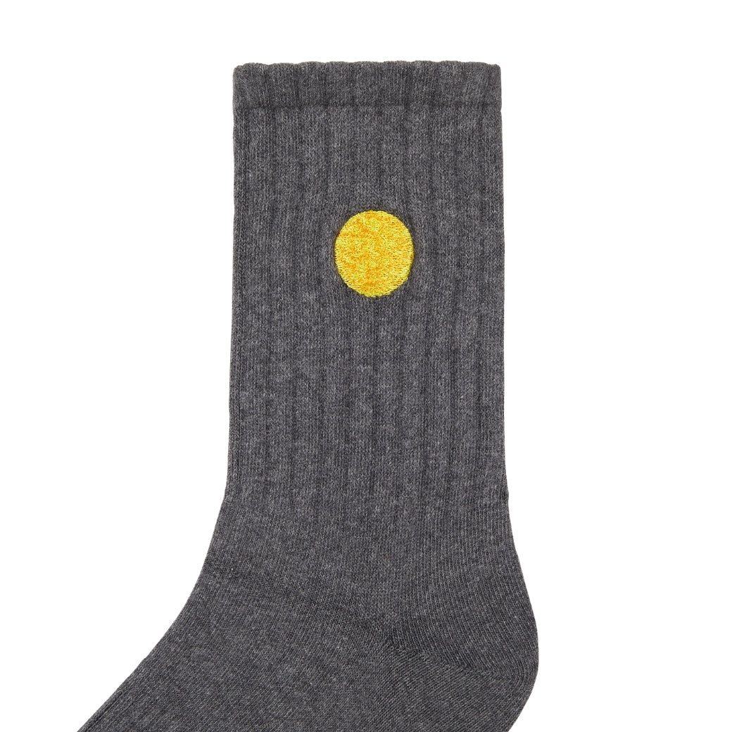 Basic Crew Socks with Sun Embroidery