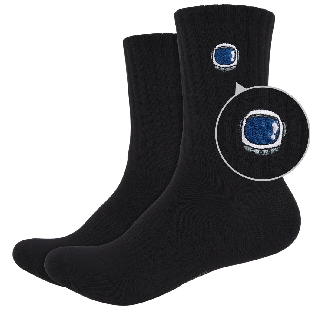 Basic Crew Socks with Astro Embroidery