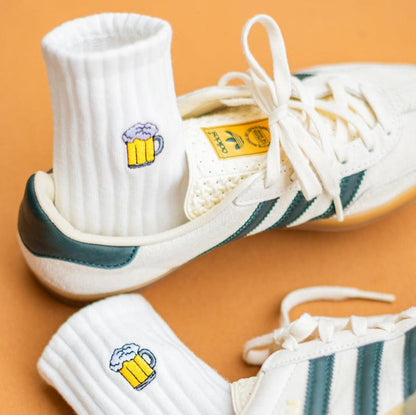 Basic Crew Socks with Beer Stein Embroidery