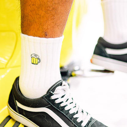 Basic Crew Socks with Beer Stein Embroidery