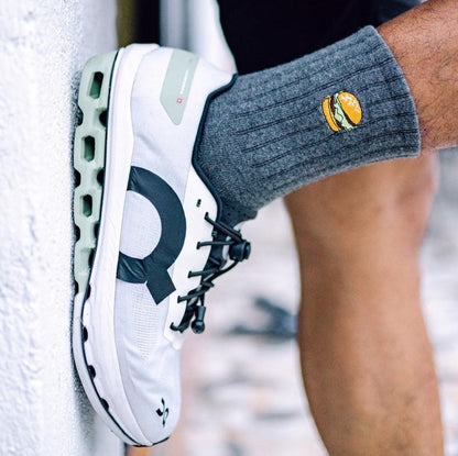 Basic Crew Socks with Burger Embroidery