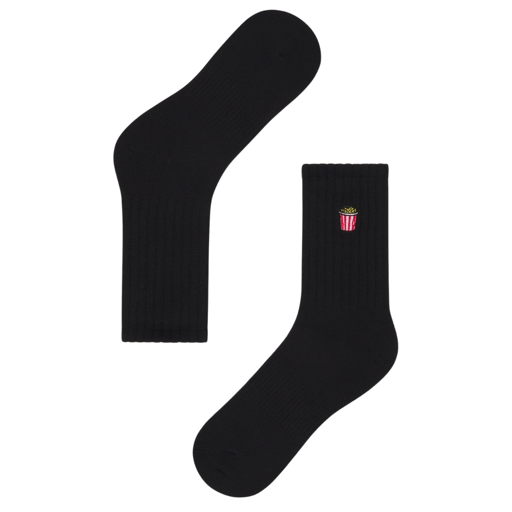 Basic Crew Socks with Popcorn Embroidery