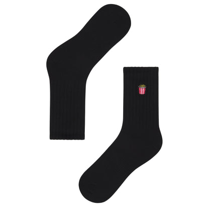 Basic Crew Socks with Popcorn Embroidery