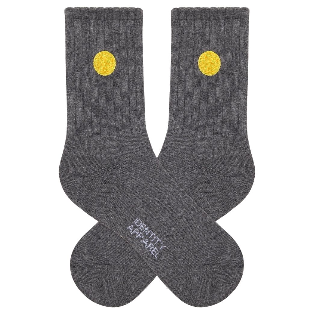 Basic Crew Socks with Sun Embroidery