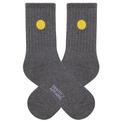 Basic Crew Socks with Sun Embroidery