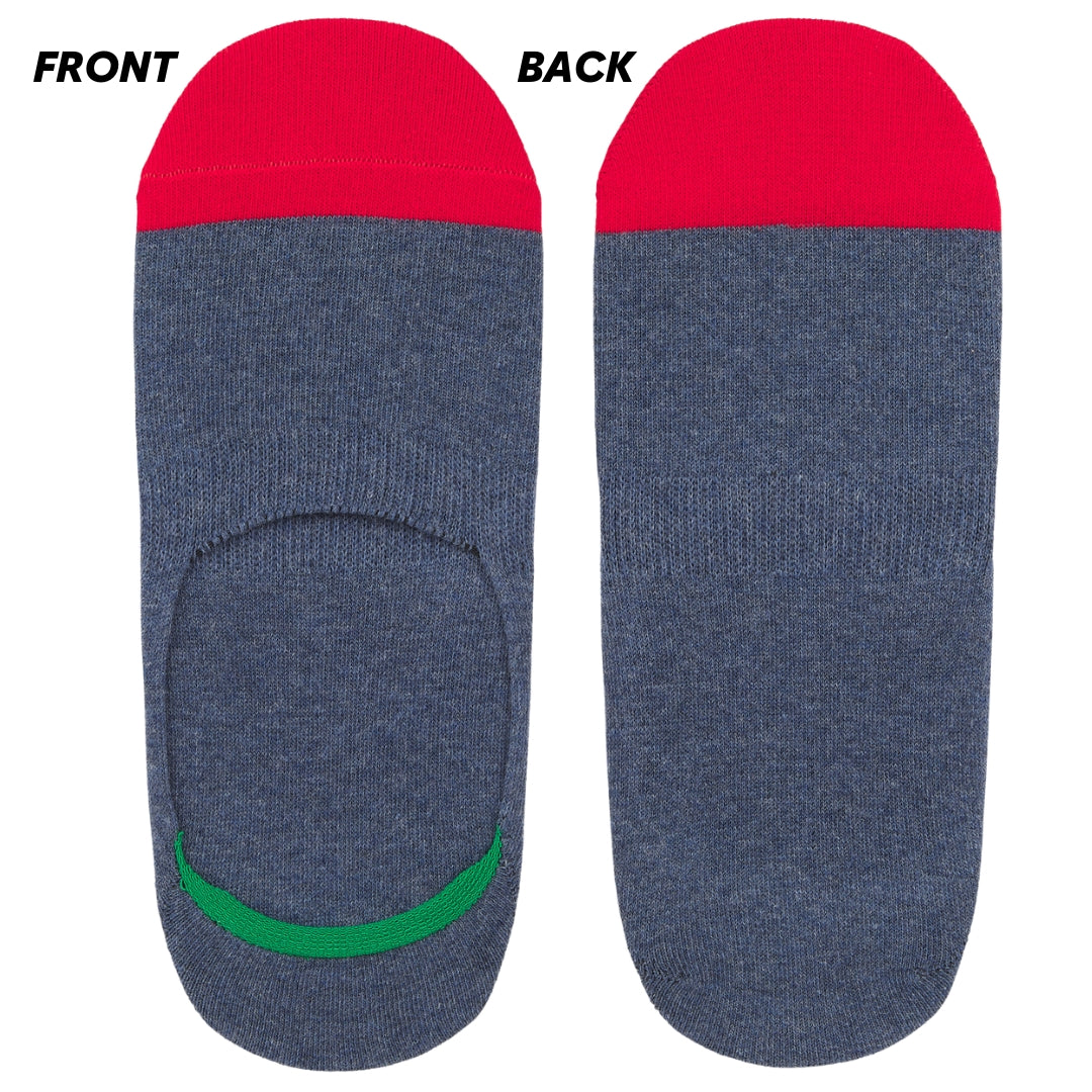 No-Show Invisible Multicolor Cotton Boat Socks with Wide Opening Anti Slip Heel Gel