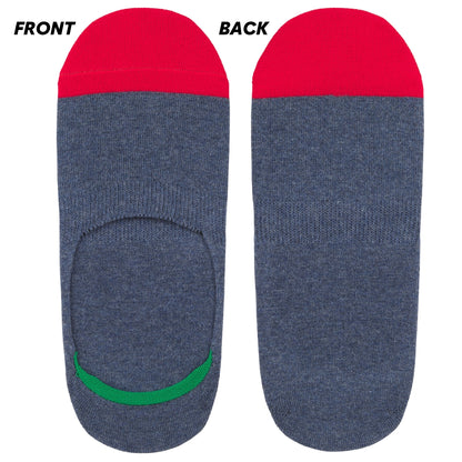 No-Show Invisible Multicolor Cotton Boat Socks with Wide Opening Anti Slip Heel Gel
