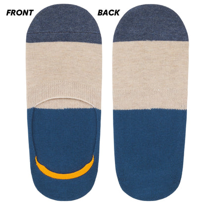 No-Show Invisible Multicolor Cotton Boat Socks with Wide Opening Anti Slip Heel Gel