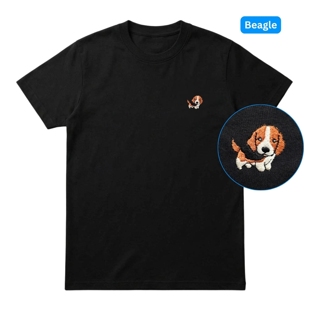 Beagle Embroidered Premium Cotton Plain T-Shirt