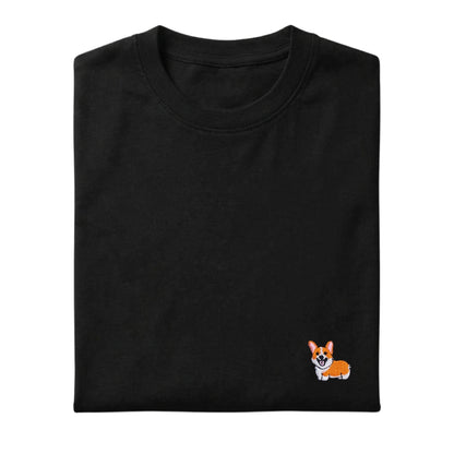 Corgi Embroidered Premium Cotton Plain T-Shirt