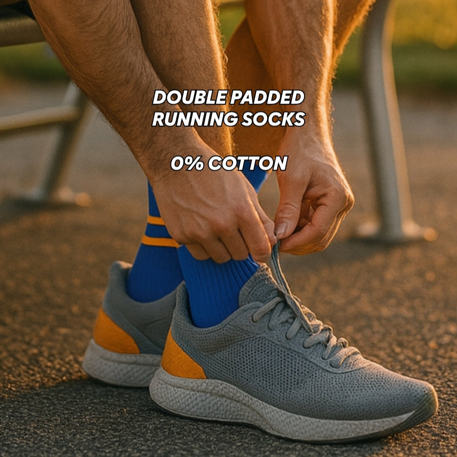 Mid Cut Quarter Length Running Sports Socks w/ Double Padded Cushioned Sole and Beehive Arch Compression Support