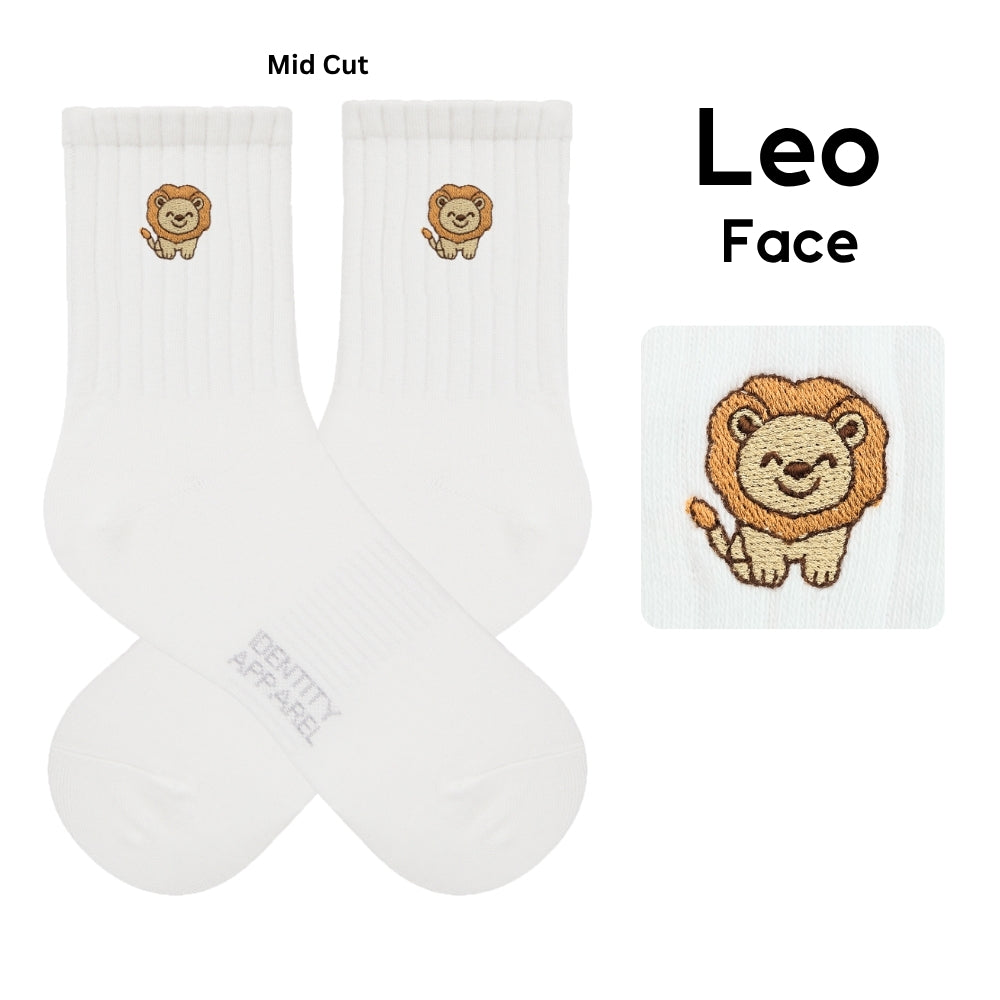 Star Signs Collection Cute Zodiacs Embroidered Basic Mid Cut Quarter Length Cotton Socks