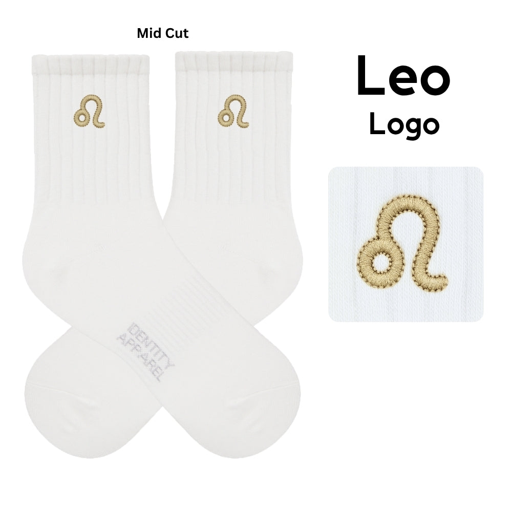 Star Signs Collection Cute Zodiacs Embroidered Basic Mid Cut Quarter Length Cotton Socks