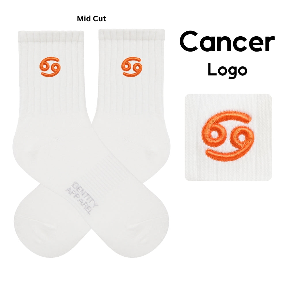 Star Signs Collection Cute Zodiacs Embroidered Basic Mid Cut Quarter Length Cotton Socks