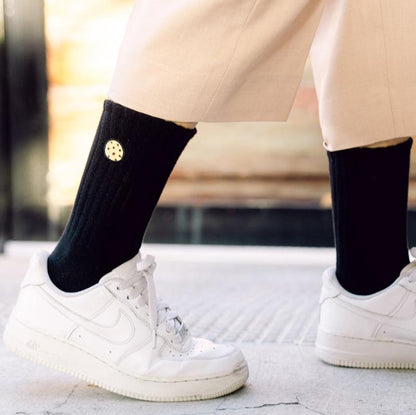Basic Crew Socks with Cookie Embroidery