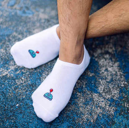 Below the Ankle Hidden Invisible No-Show Cotton Foot Socks with Retro Game Print