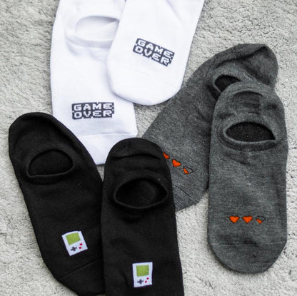 Below the Ankle Hidden Invisible No-Show Cotton Foot Socks with Retro Game Print